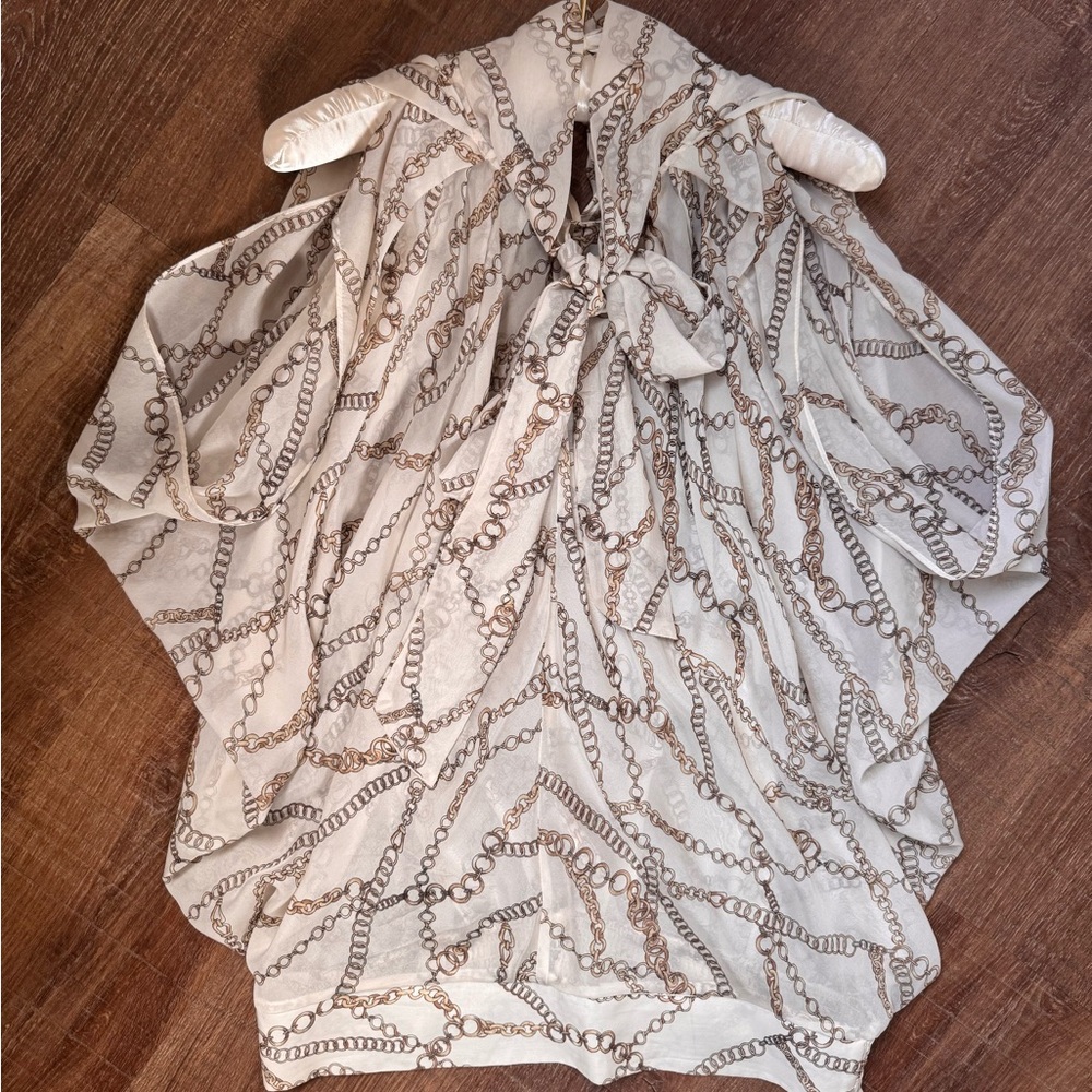 D&G Cream and Brown Chain Pattern Blouse